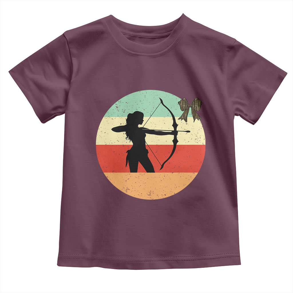 Retro Sunset Hunter Gift Toddler T Shirt Women Bow Hunters TS12 Maroon Print Your Wear