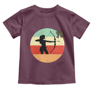Retro Sunset Hunter Gift Toddler T Shirt Women Bow Hunters TS12 Maroon Print Your Wear