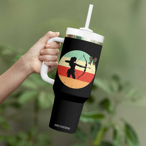 Retro Sunset Hunter Gift Tumbler With Handle Women Bow Hunters TS12 Print Your Wear