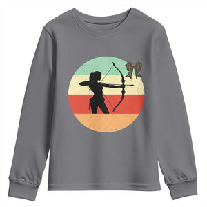 Retro Sunset Hunter Gift Youth Sweatshirt Women Bow Hunters TS12 Charcoal Print Your Wear