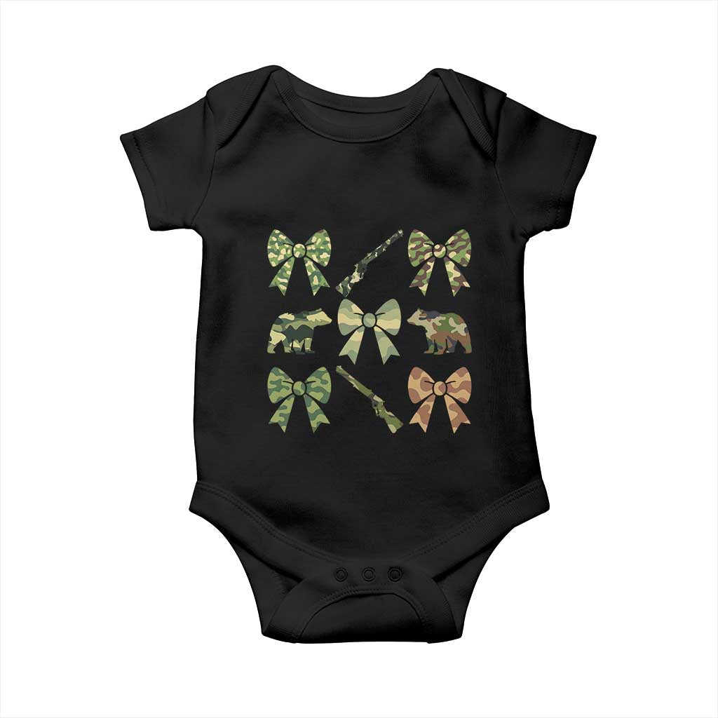 Women Bear Hunting Season Baby Onesie Camo Bow Coquette Gift TS12 Black Print Your Wear