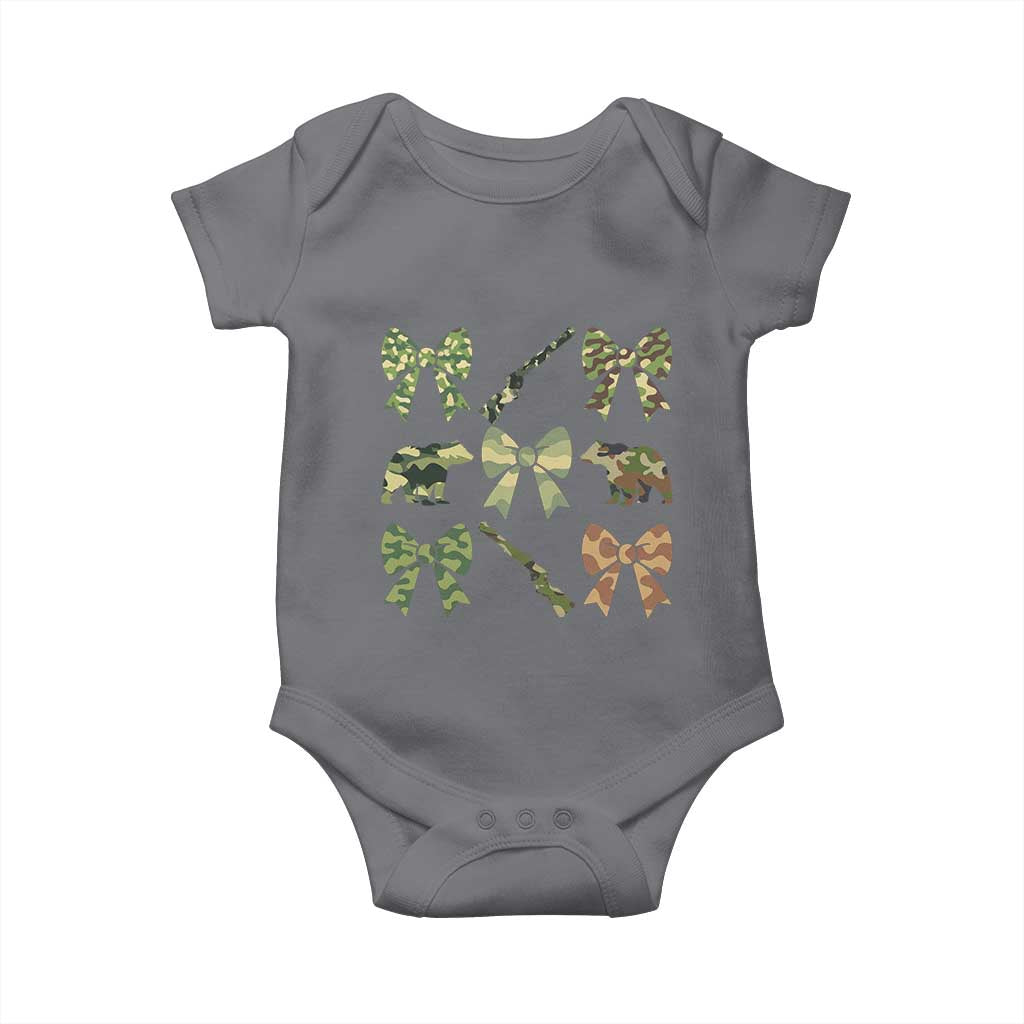 Women Bear Hunting Season Baby Onesie Camo Bow Coquette Gift TS12 Charcoal Print Your Wear