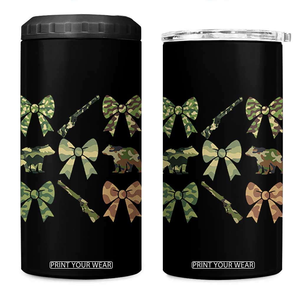 Women Bear Hunting Season 4 in 1 Can Cooler Tumbler Camo Bow Coquette Gift TS12 One Size: 16 oz Black Print Your Wear