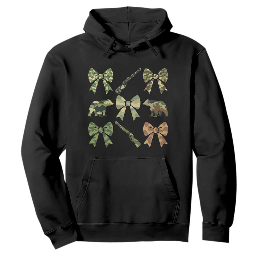 Women Bear Hunting Season Hoodie Camo Bow Coquette Gift TS12 Black Print Your Wear