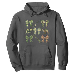 Women Bear Hunting Season Hoodie Camo Bow Coquette Gift TS12 Dark Heather Print Your Wear