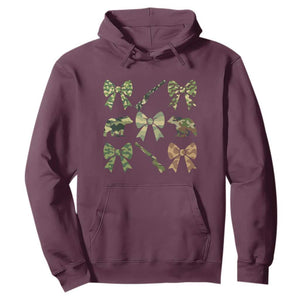 Women Bear Hunting Season Hoodie Camo Bow Coquette Gift TS12 Maroon Print Your Wear