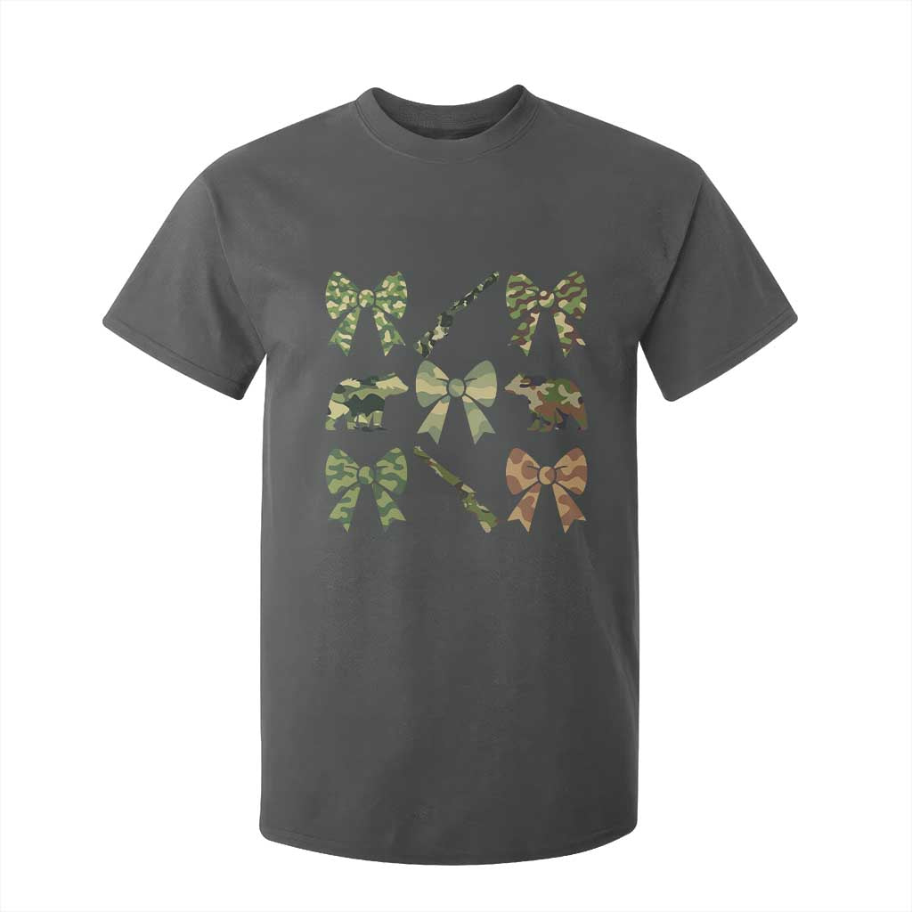 Women Bear Hunting Season T Shirt For Kid Camo Bow Coquette Gift TS12 Dark Heather Print Your Wear