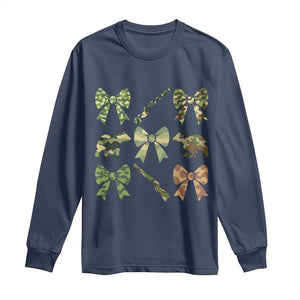 Women Bear Hunting Season Long Sleeve Shirt Camo Bow Coquette Gift TS12 Navy Print Your Wear