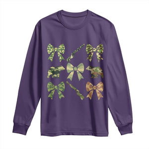 Women Bear Hunting Season Long Sleeve Shirt Camo Bow Coquette Gift TS12 Purple Print Your Wear