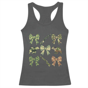 Women Bear Hunting Season Racerback Tank Top Camo Bow Coquette Gift TS12 Dark Heather Print Your Wear