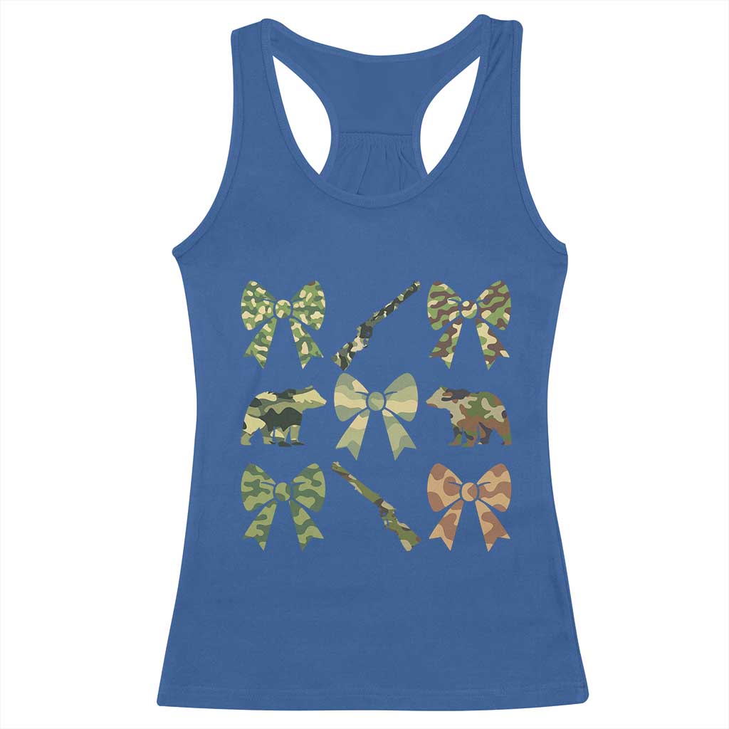 Women Bear Hunting Season Racerback Tank Top Camo Bow Coquette Gift TS12 Royal Blue Print Your Wear