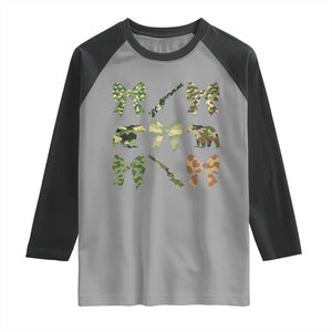 Women Bear Hunting Season Raglan Shirt Camo Bow Coquette Gift TS12 Sport Gray Black Print Your Wear