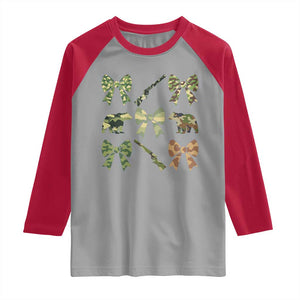 Women Bear Hunting Season Raglan Shirt Camo Bow Coquette Gift TS12 Sport Gray Red Print Your Wear