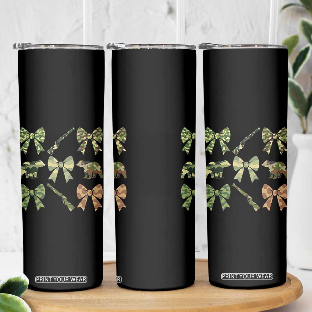 Women Bear Hunting Season Skinny Tumbler Camo Bow Coquette Gift TS12 Print Your Wear