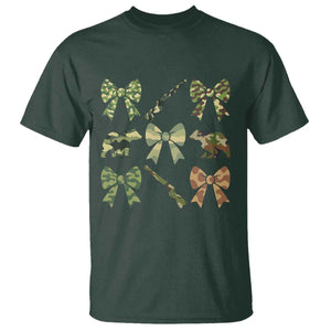 Women Bear Hunting Season T Shirt Camo Bow Coquette Gift TS12 Dark Forest Green Print Your Wear