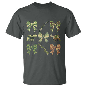 Women Bear Hunting Season T Shirt Camo Bow Coquette Gift TS12 Dark Heather Print Your Wear