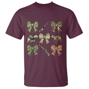 Women Bear Hunting Season T Shirt Camo Bow Coquette Gift TS12 Maroon Print Your Wear
