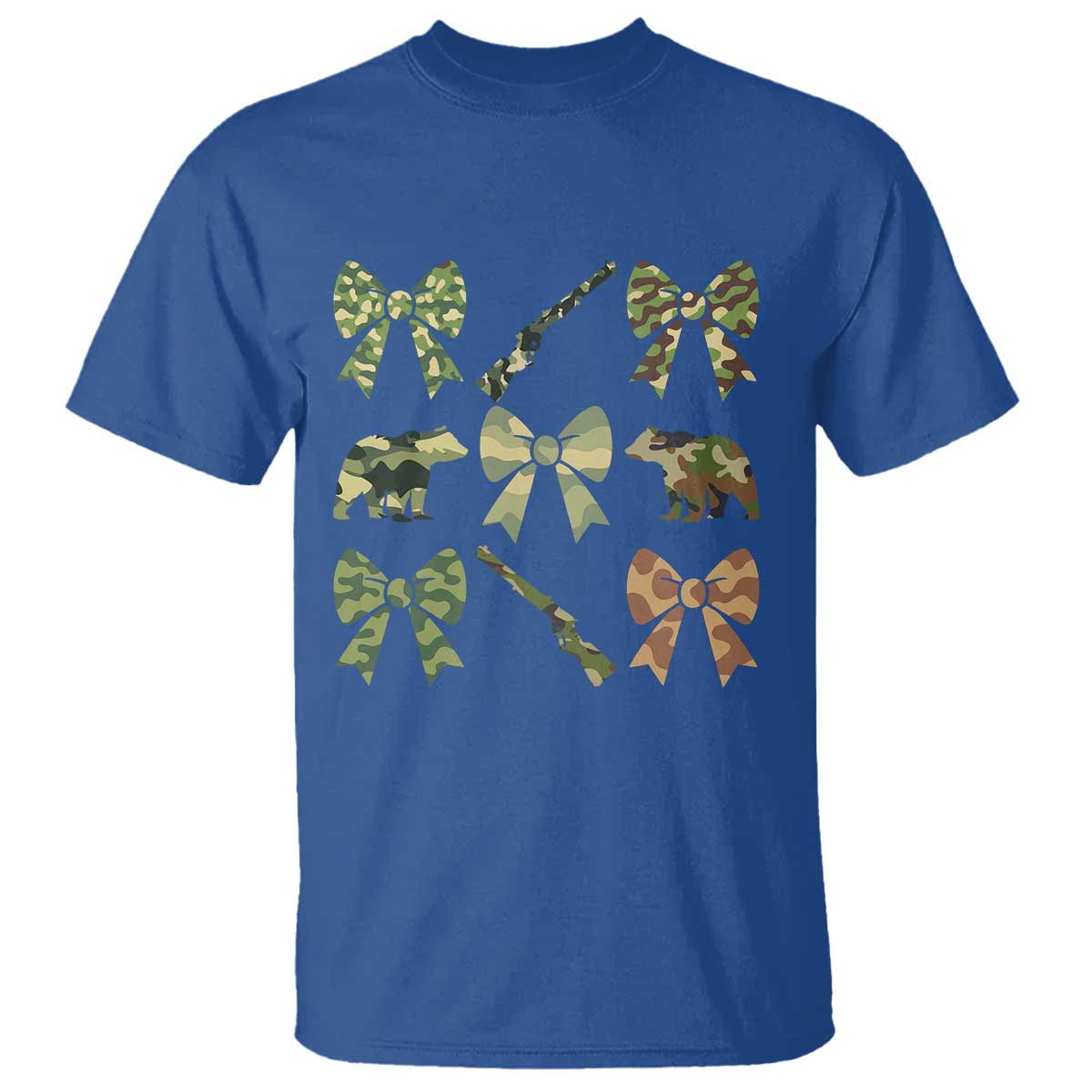 Women Bear Hunting Season T Shirt Camo Bow Coquette Gift TS12 Royal Blue Print Your Wear