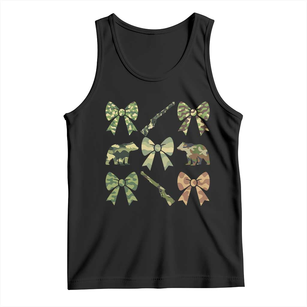Women Bear Hunting Season Tank Top Camo Bow Coquette Gift TS12 Black Print Your Wear