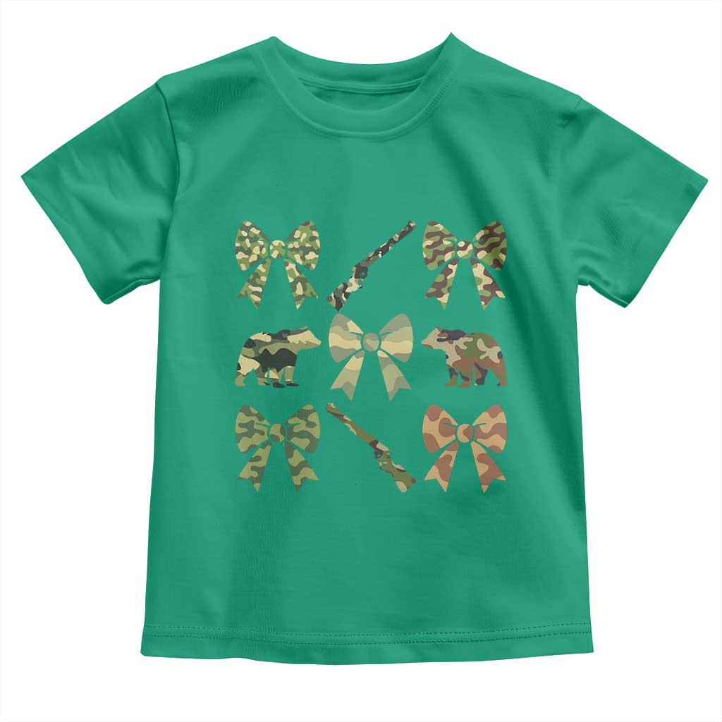 Women Bear Hunting Season Toddler T Shirt Camo Bow Coquette Gift TS12 Irish Green Print Your Wear