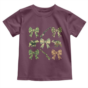 Women Bear Hunting Season Toddler T Shirt Camo Bow Coquette Gift TS12 Maroon Print Your Wear