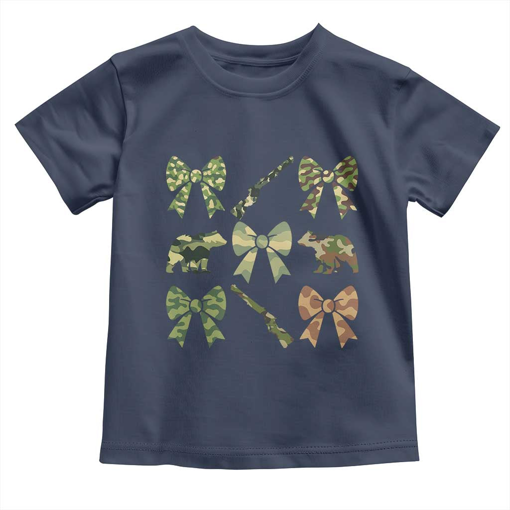 Women Bear Hunting Season Toddler T Shirt Camo Bow Coquette Gift TS12 Navy Print Your Wear