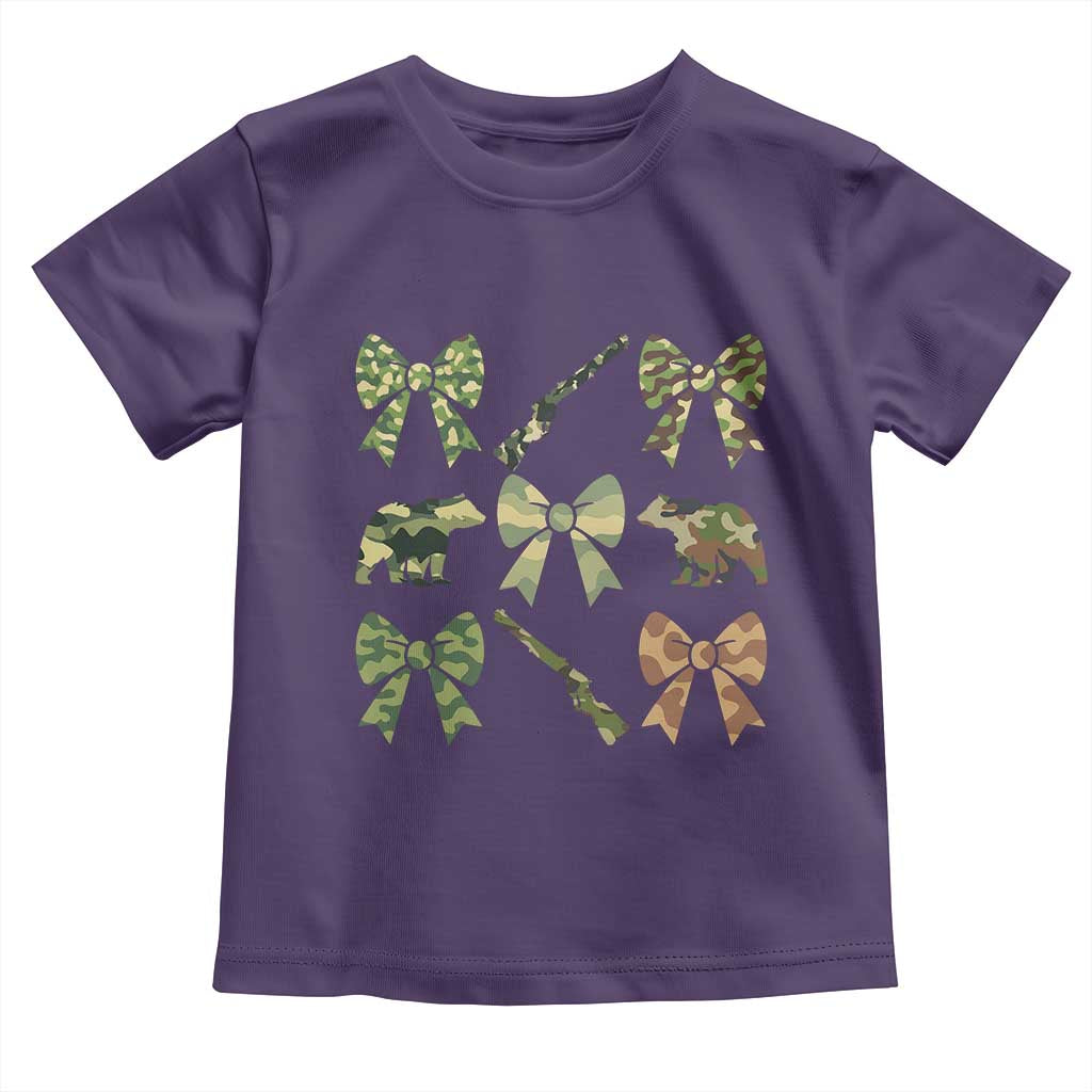 Women Bear Hunting Season Toddler T Shirt Camo Bow Coquette Gift TS12 Purple Print Your Wear