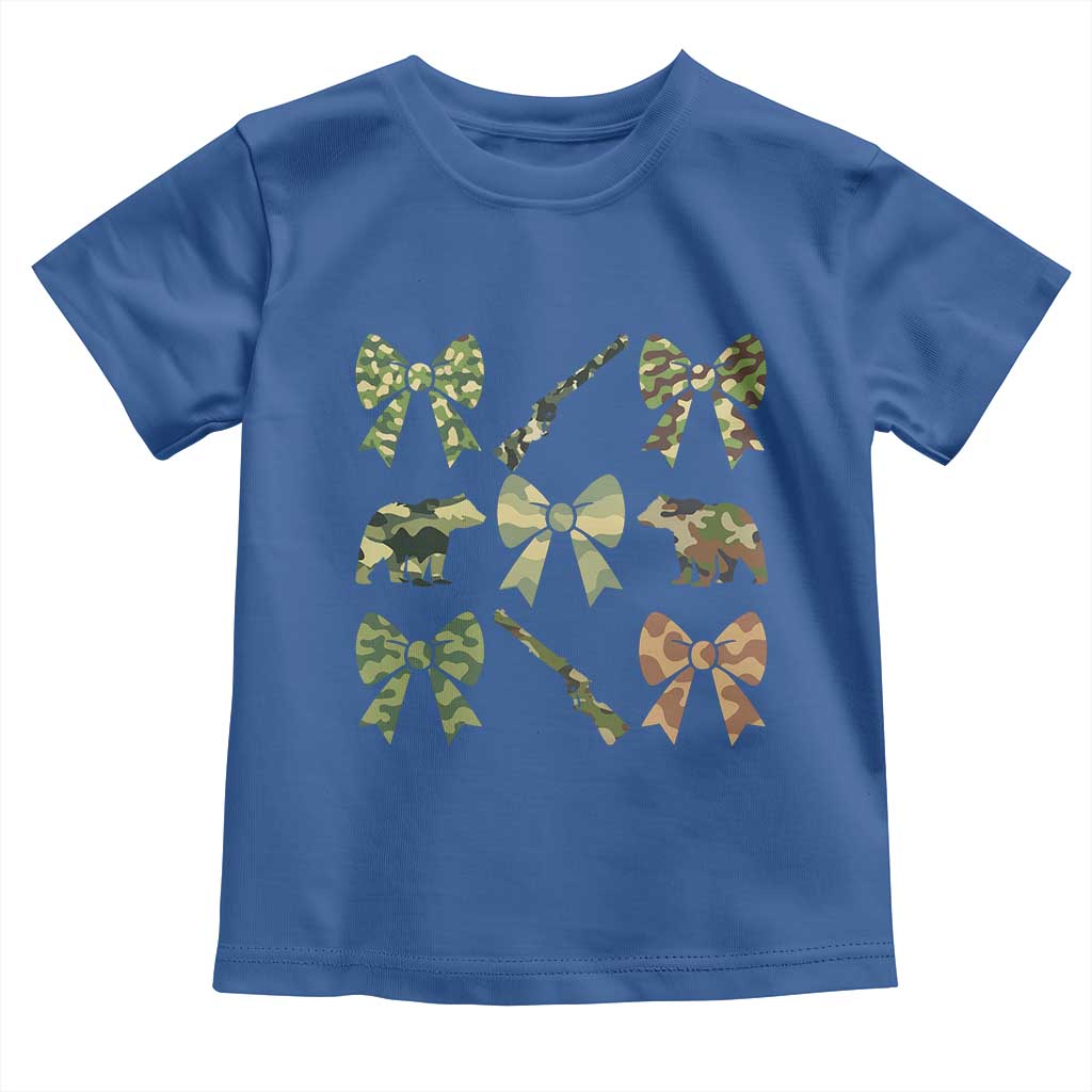 Women Bear Hunting Season Toddler T Shirt Camo Bow Coquette Gift TS12 Royal Blue Print Your Wear
