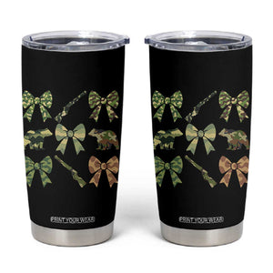 Women Bear Hunting Season Tumbler Cup Camo Bow Coquette Gift - Print Your Wear