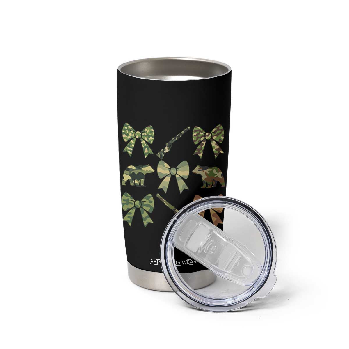 Women Bear Hunting Season Tumbler Cup Camo Bow Coquette Gift TS12 Print Your Wear