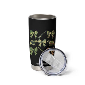 Women Bear Hunting Season Tumbler Cup Camo Bow Coquette Gift - Print Your Wear