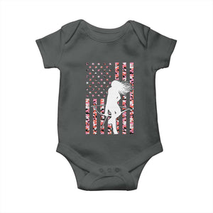 Patriotic Women Bow Hunter Baby Onesie American Flag Pink Camo Gift TS12 Dark Heather Print Your Wear
