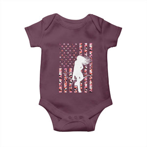 Patriotic Women Bow Hunter Baby Onesie American Flag Pink Camo Gift TS12 Maroon Print Your Wear