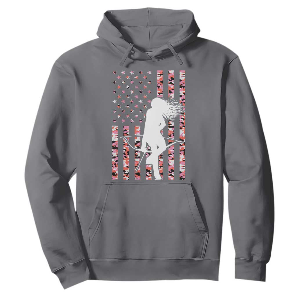 Patriotic Women Bow Hunter Hoodie American Flag Pink Camo Gift TS12 Charcoal Print Your Wear