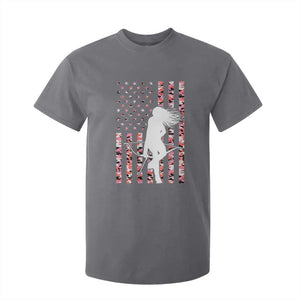 Patriotic Women Bow Hunter T Shirt For Kid American Flag Pink Camo Gift TS12 Charcoal Print Your Wear