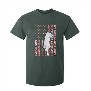 Patriotic Women Bow Hunter T Shirt For Kid American Flag Pink Camo Gift TS12 Dark Forest Green Print Your Wear