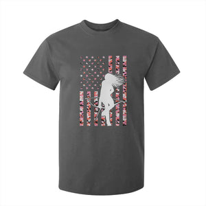 Patriotic Women Bow Hunter T Shirt For Kid American Flag Pink Camo Gift TS12 Dark Heather Print Your Wear