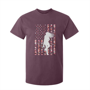 Patriotic Women Bow Hunter T Shirt For Kid American Flag Pink Camo Gift TS12 Maroon Print Your Wear