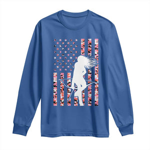 Patriotic Women Bow Hunter Long Sleeve Shirt American Flag Pink Camo Gift TS12 Royal Blue Print Your Wear