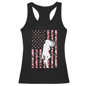 Patriotic Women Bow Hunter Racerback Tank Top American Flag Pink Camo Gift - Print Your Wear