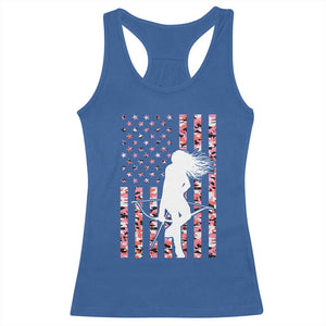 Patriotic Women Bow Hunter Racerback Tank Top American Flag Pink Camo Gift - Print Your Wear