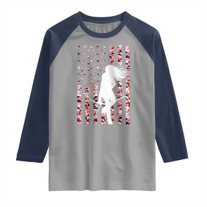Patriotic Women Bow Hunter Raglan Shirt American Flag Pink Camo Gift TS12 Sport Gray Navy Print Your Wear
