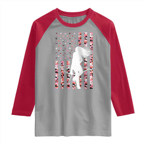 Patriotic Women Bow Hunter Raglan Shirt American Flag Pink Camo Gift TS12 Sport Gray Red Print Your Wear