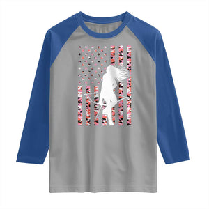 Patriotic Women Bow Hunter Raglan Shirt American Flag Pink Camo Gift TS12 Sport Gray Royal Print Your Wear