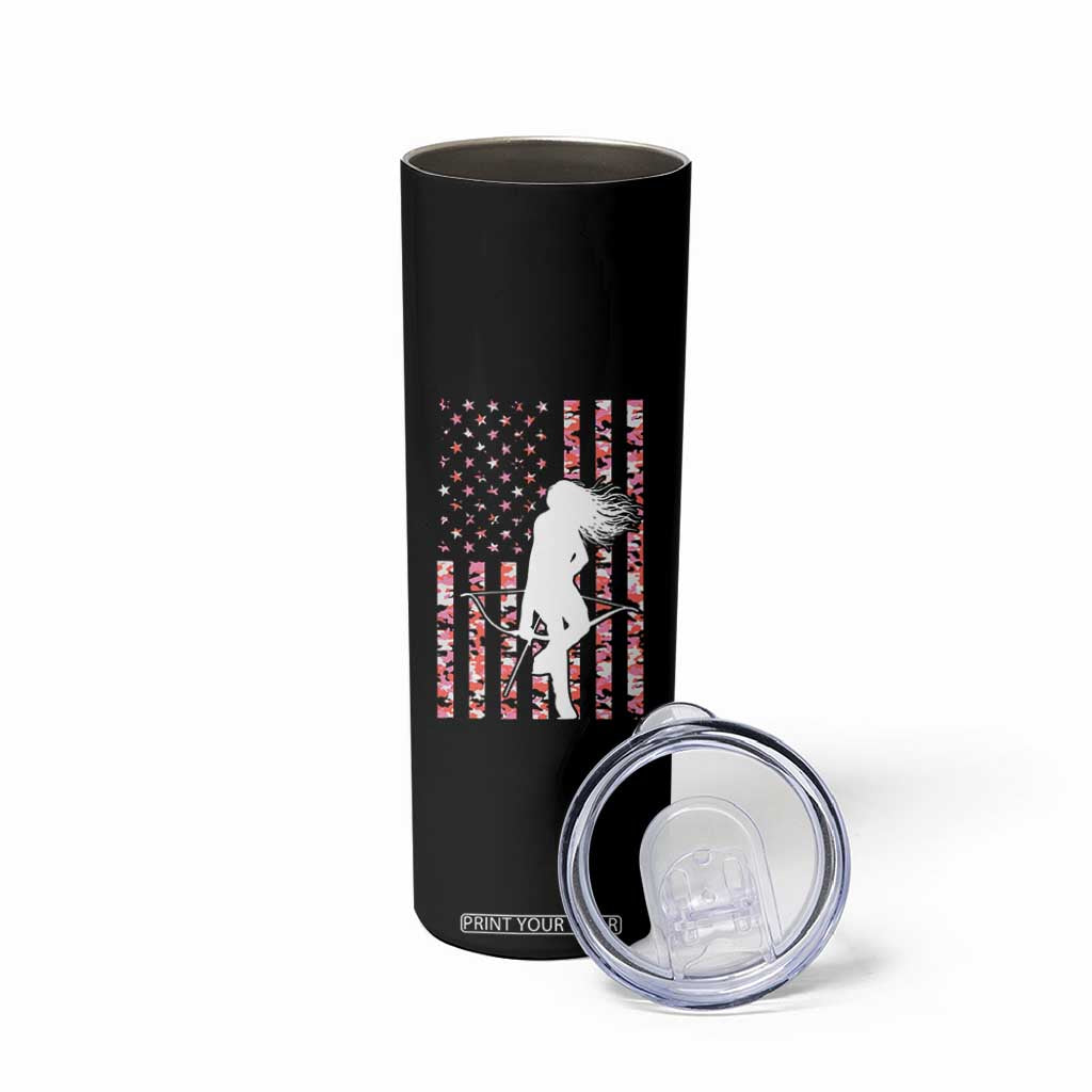 Patriotic Women Bow Hunter Skinny Tumbler American Flag Pink Camo Gift TS12 Print Your Wear