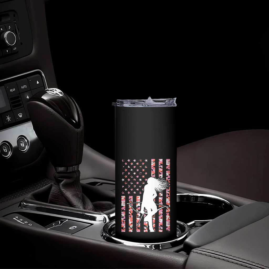 Patriotic Women Bow Hunter Skinny Tumbler American Flag Pink Camo Gift TS12 Print Your Wear