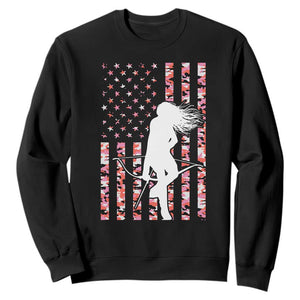 Patriotic Women Bow Hunter Sweatshirt American Flag Pink Camo Gift - Print Your Wear