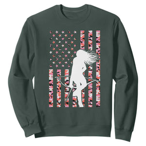 Patriotic Women Bow Hunter Sweatshirt American Flag Pink Camo Gift - Print Your Wear
