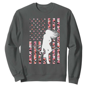 Patriotic Women Bow Hunter Sweatshirt American Flag Pink Camo Gift - Print Your Wear