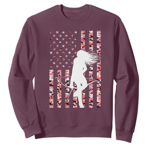 Patriotic Women Bow Hunter Sweatshirt American Flag Pink Camo Gift - Print Your Wear